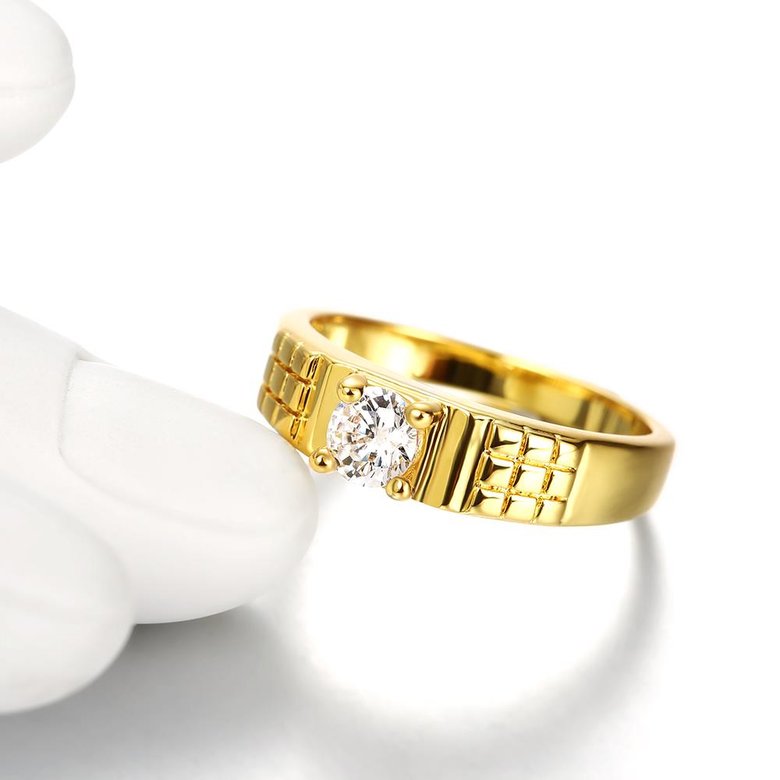 Wholesale Classic Trendy Design 24K gold Geometric White CZ Ring  Simple Stylish Jewelry TGGPR391 1
