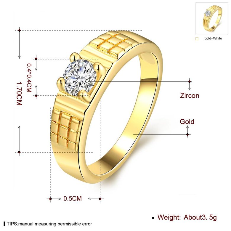 Wholesale Classic Trendy Design 24K gold Geometric White CZ Ring  Simple Stylish Jewelry TGGPR391 2