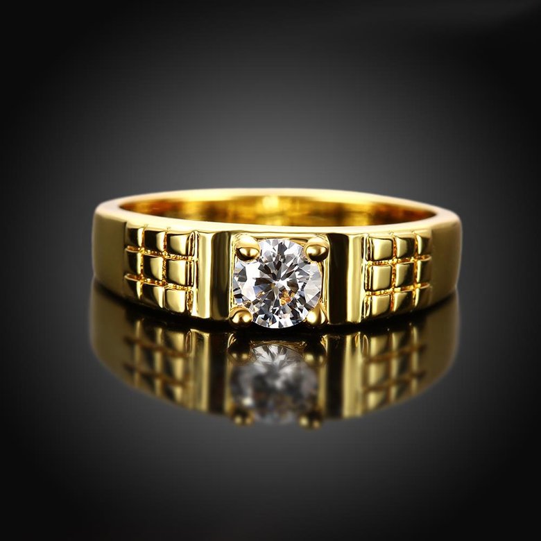 Wholesale Classic Trendy Design 24K gold Geometric White CZ Ring  Simple Stylish Jewelry TGGPR391 3