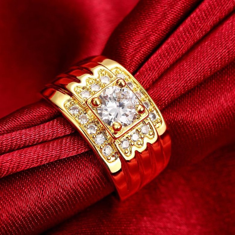Wholesale Classic Trendy Design 24K gold Geometric White CZ Ring  Vintage Bridal ring Engagement ring jewelry TGGPR402 0