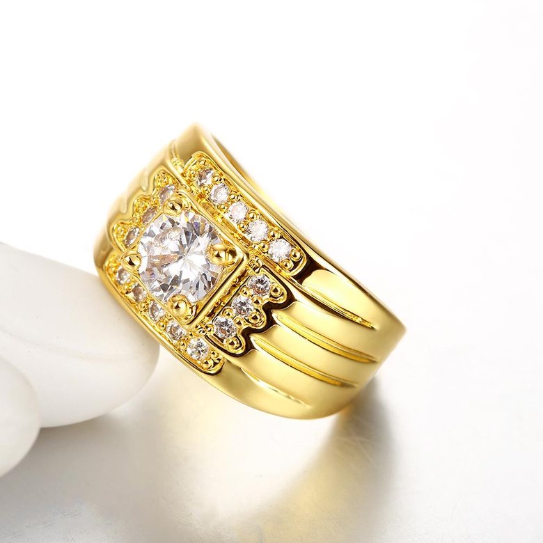 Wholesale Classic Trendy Design 24K gold Geometric White CZ Ring  Vintage Bridal ring Engagement ring jewelry TGGPR402 1