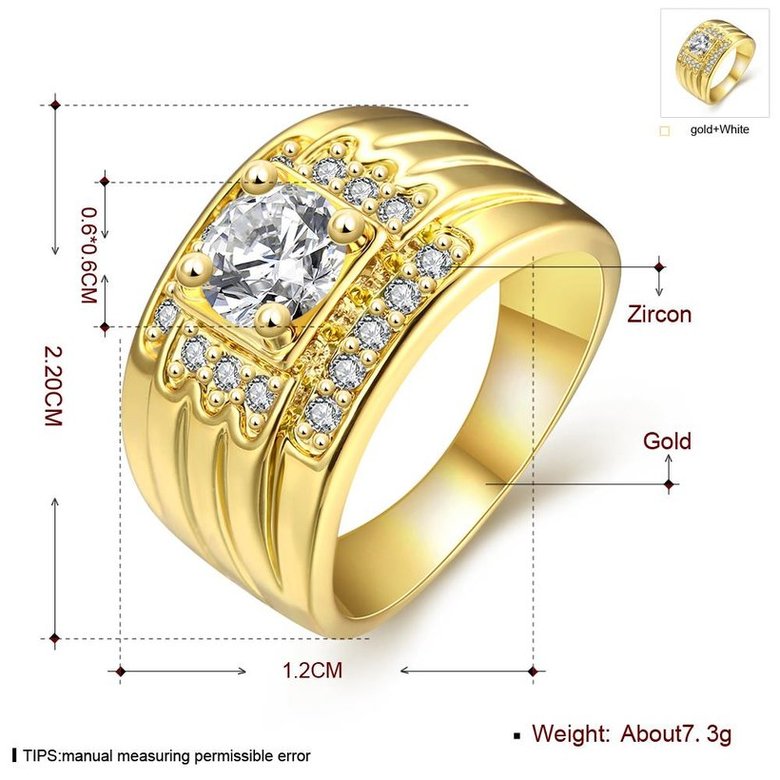 Wholesale Classic Trendy Design 24K gold Geometric White CZ Ring  Vintage Bridal ring Engagement ring jewelry TGGPR402 2