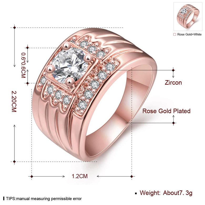 Wholesale Classic Rose Gold Geometric White CZ Ring TGGPR407 1