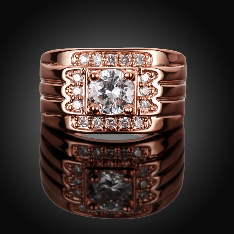 Wholesale Classic Rose Gold Geometric White CZ Ring TGGPR407 2