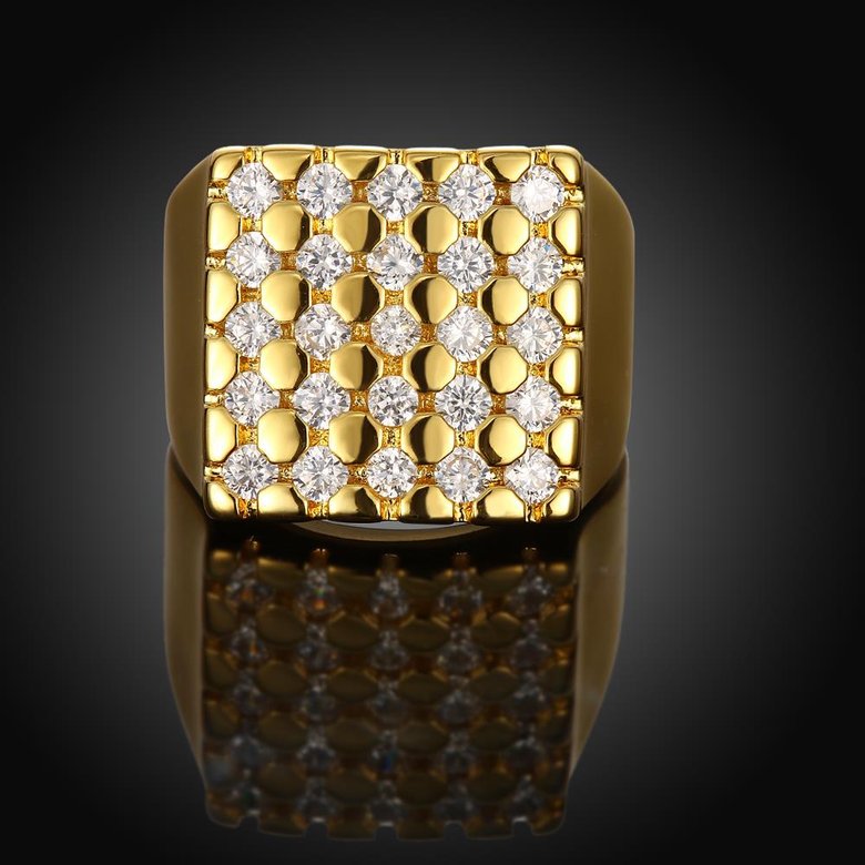 Wholesale Trendy Euro Style Design 24K gold Geometric White CZ Ring   Simple Stylish Jewelry TGGPR413 2