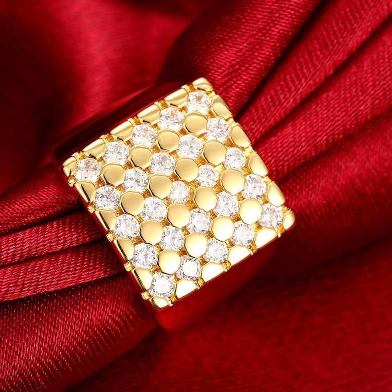 Wholesale Trendy Euro Style Design 24K gold Geometric White CZ Ring   Simple Stylish Jewelry TGGPR413 3