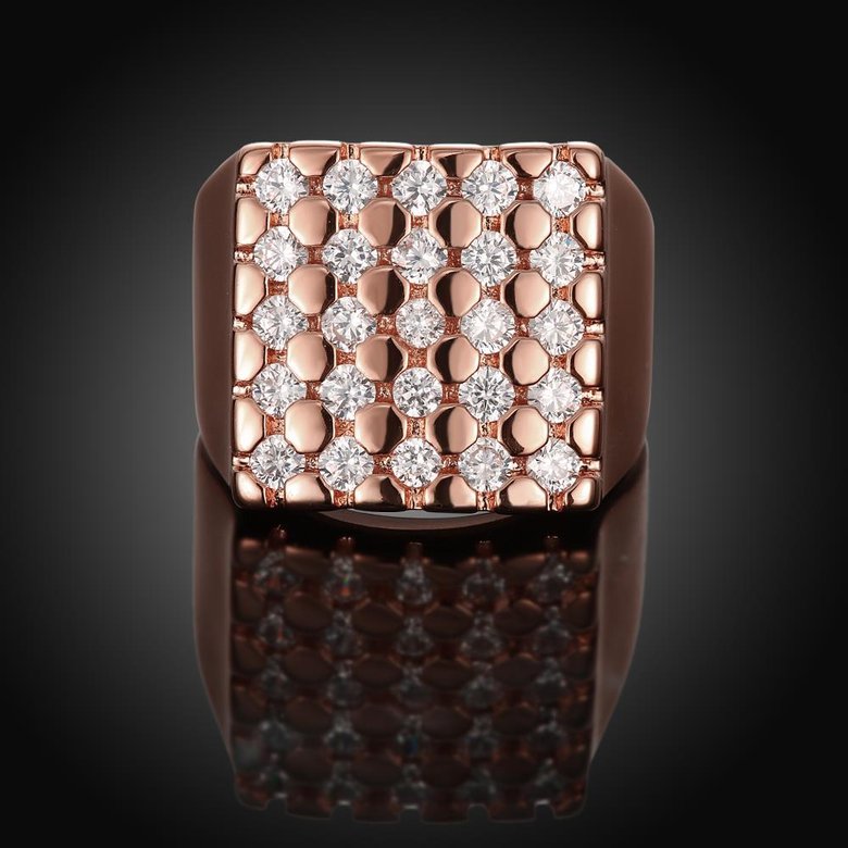 Wholesale Classic Rose Gold Geometric White CZ Ring TGGPR419 0