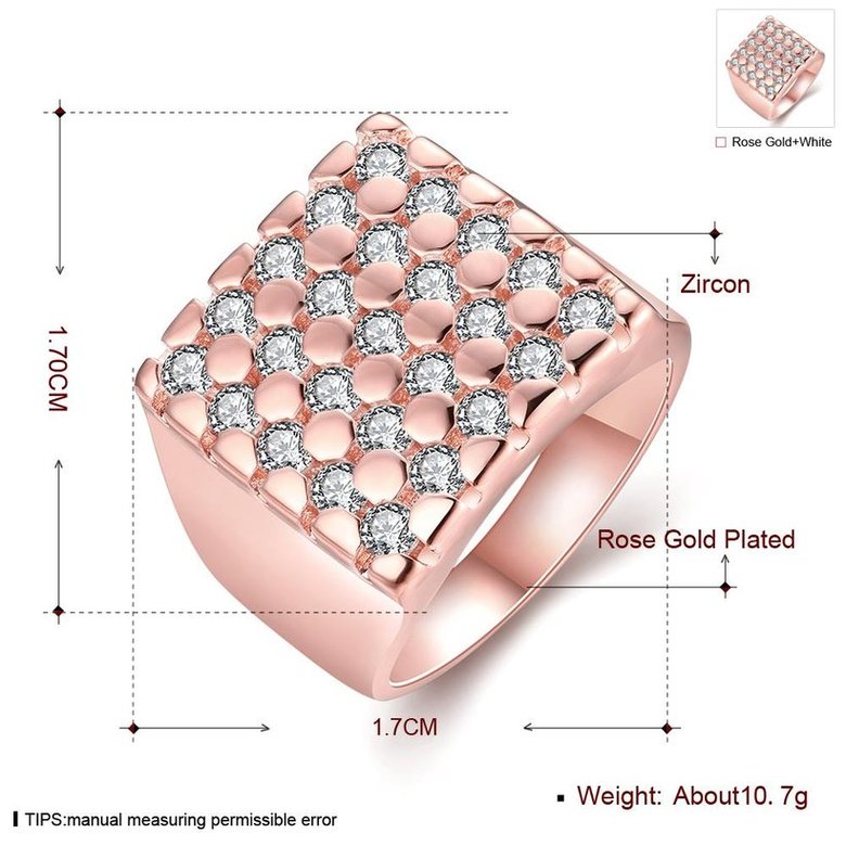 Wholesale Classic Rose Gold Geometric White CZ Ring TGGPR419 1