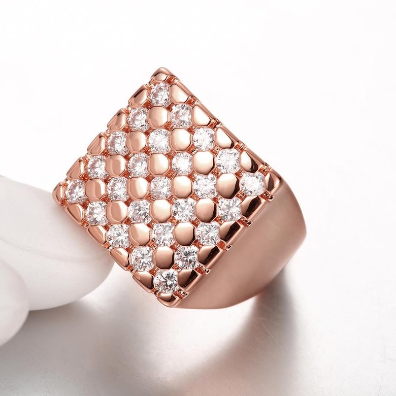 Wholesale Classic Rose Gold Geometric White CZ Ring TGGPR419 3