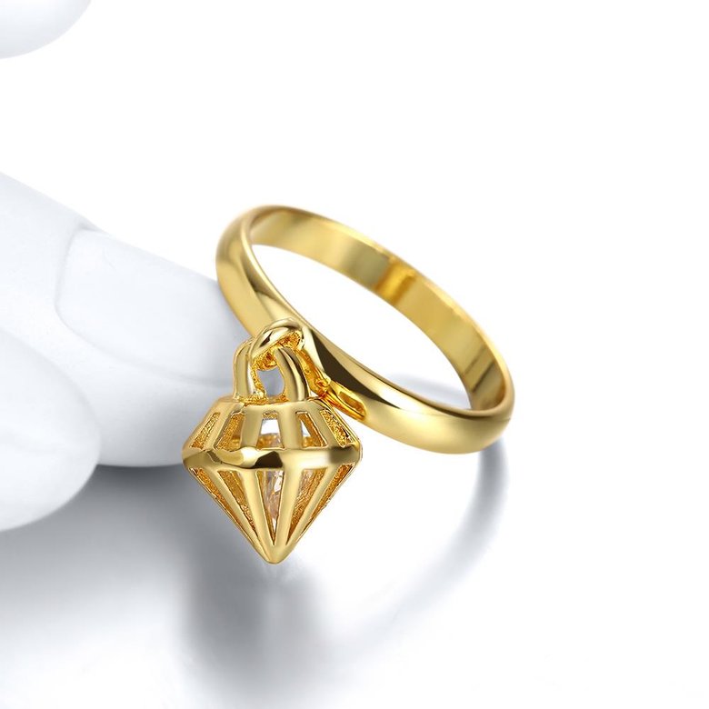 Wholesale Classic 24K Gold Geometric White CZ Ring TGGPR425 0