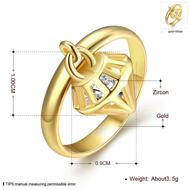 Wholesale Classic 24K Gold Geometric White CZ Ring TGGPR425 3