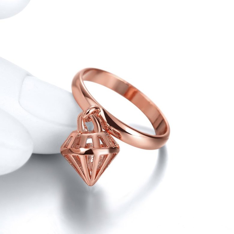 Wholesale Classic Rose Gold Geometric White CZ Ring TGGPR431 2