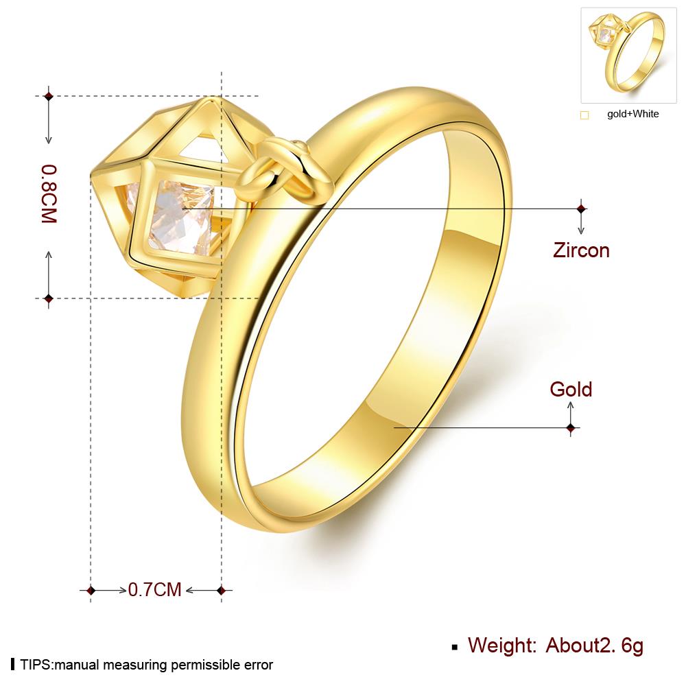 Wholesale Trendy 24K Gold Geometric White CZ Ring TGGPR437 0