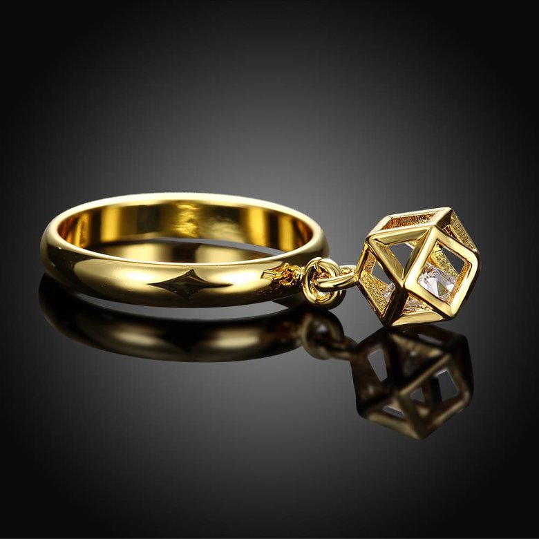 Wholesale Trendy 24K Gold Geometric White CZ Ring TGGPR437 1