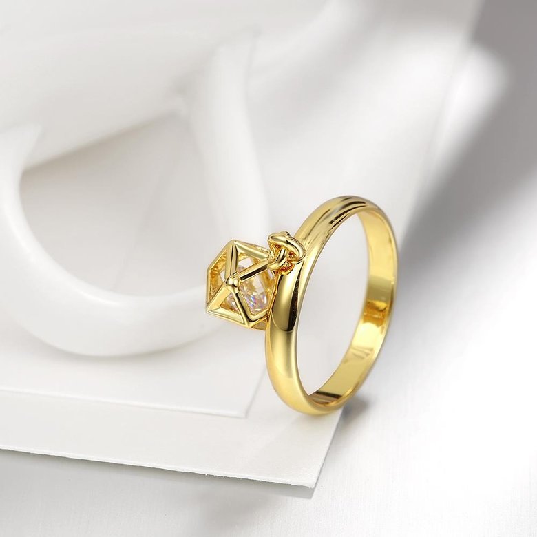 Wholesale Trendy 24K Gold Geometric White CZ Ring TGGPR437 2