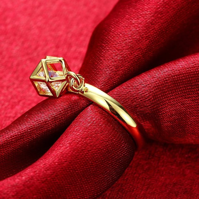 Wholesale Trendy 24K Gold Geometric White CZ Ring TGGPR437 4