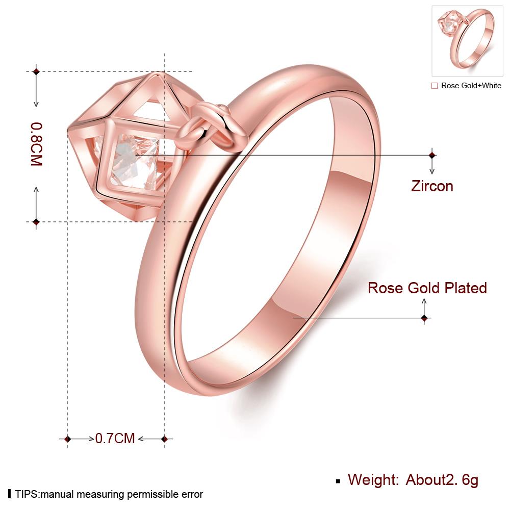 Wholesale Trendy Rose Gold Geometric White CZ Ring TGGPR443 1