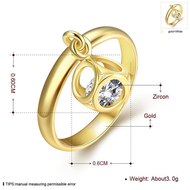 Wholesale Trendy 24K Gold Geometric White CZ Ring TGGPR449 0