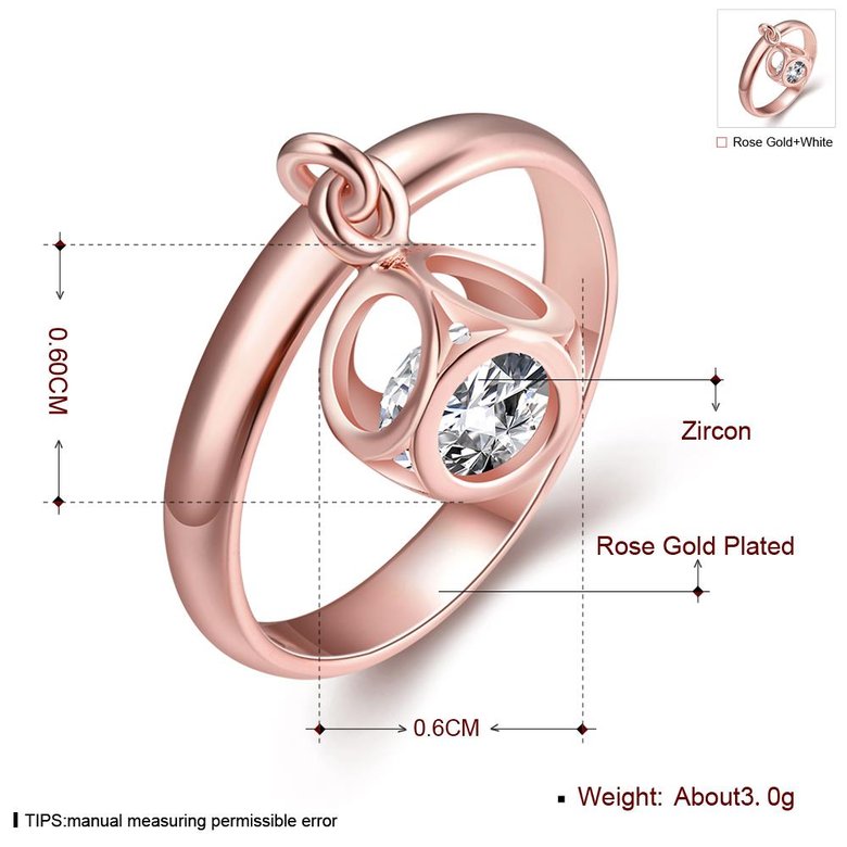 Wholesale Trendy Rose Gold Geometric White CZ Ring TGGPR455 1