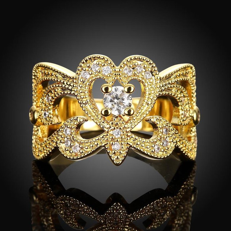 Wholesale Classic 24K Gold Geometric White CZ Ring TGGPR461 1