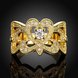 Wholesale Classic 24K Gold Geometric White CZ Ring TGGPR461 1 small