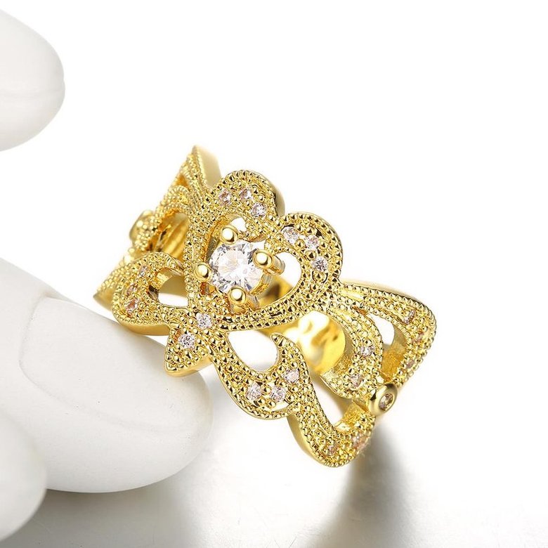 Wholesale Classic 24K Gold Geometric White CZ Ring TGGPR461 4