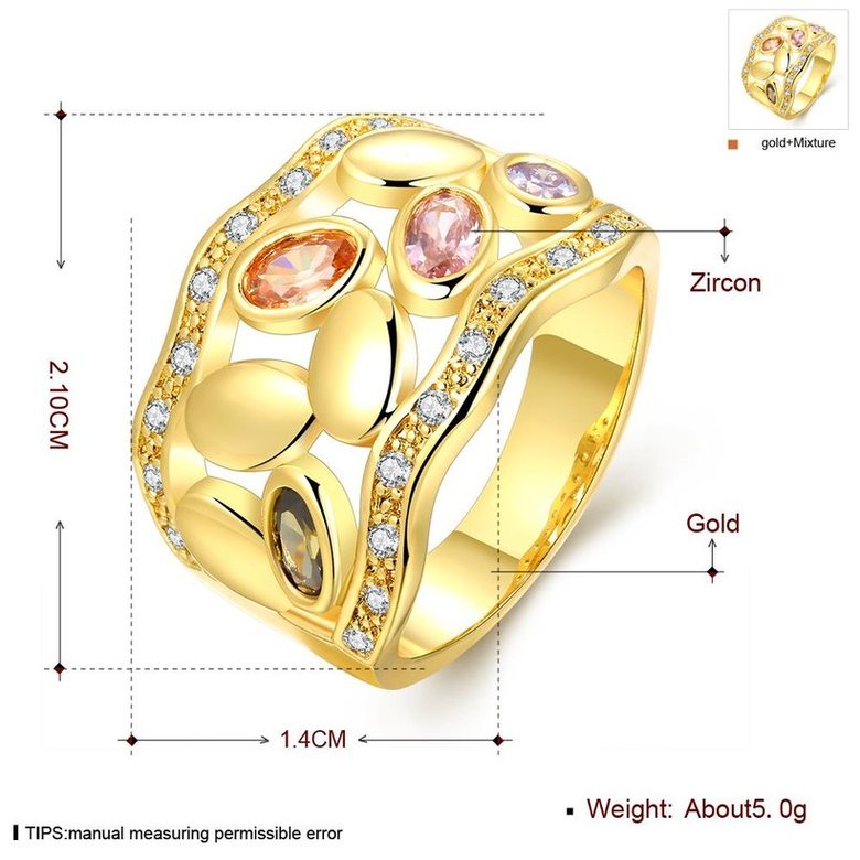 Wholesale Romantic 24K Gold Geometric Multicolor CZ Ring TGGPR490 0