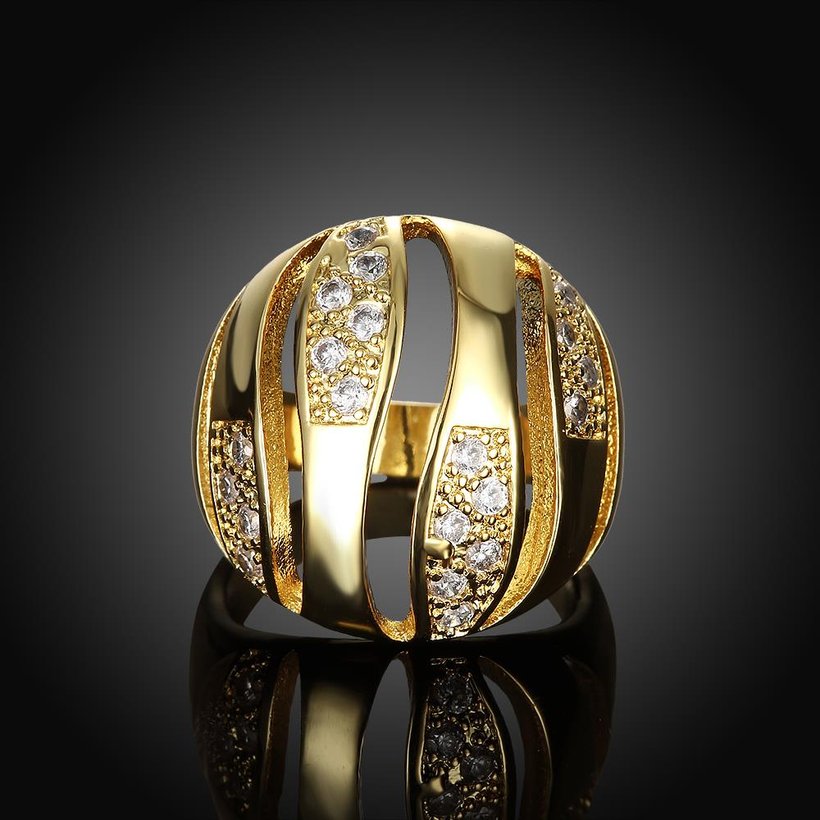Wholesale Trendy 24K Gold Geometric White CZ Ring TGGPR496 0