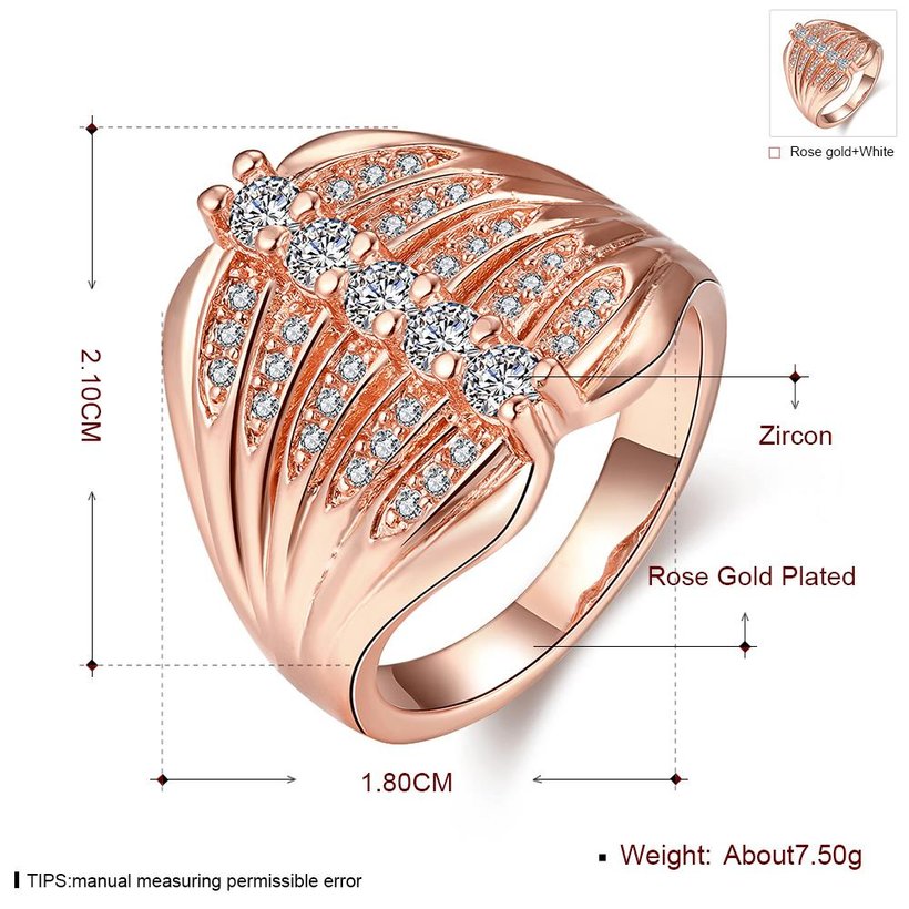 Wholesale Trendy Rose Gold Geometric White CZ Ring TGGPR512 0