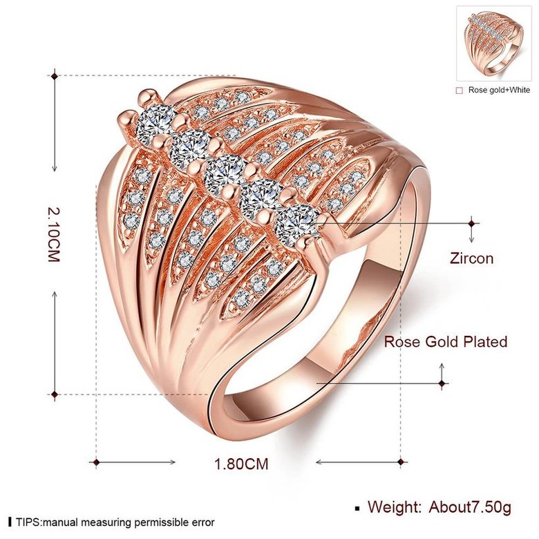 Wholesale Trendy Rose Gold Geometric White CZ Ring TGGPR512 0