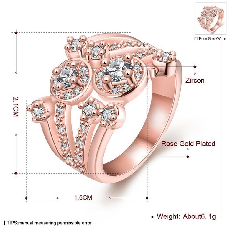 Wholesale Classic Rose Gold Round White CZ Ring TGGPR517 0