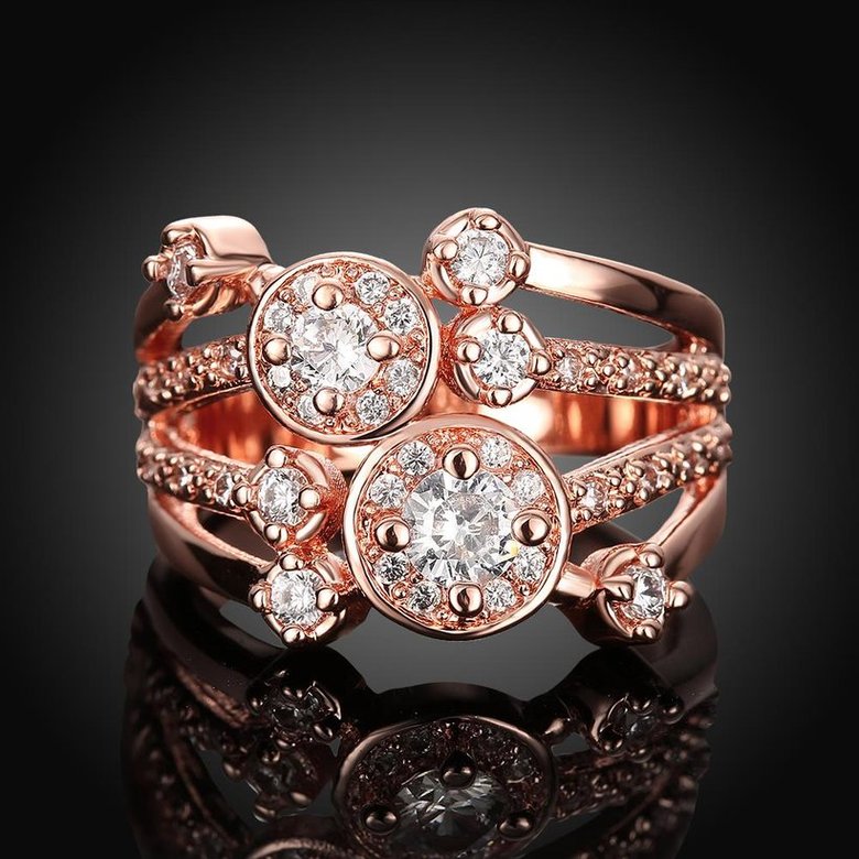 Wholesale Classic Rose Gold Round White CZ Ring TGGPR517 1