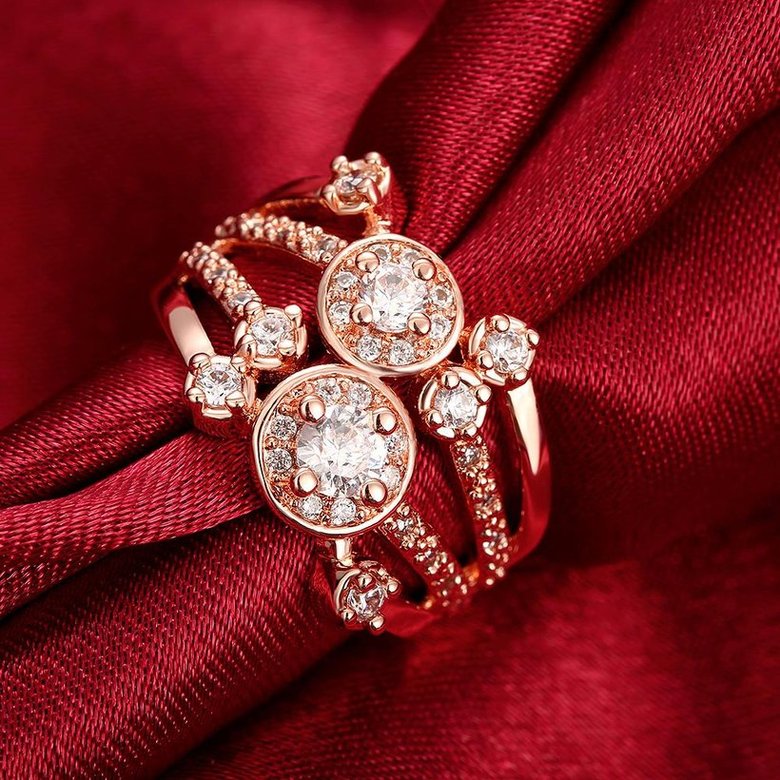 Wholesale Classic Rose Gold Round White CZ Ring TGGPR517 2