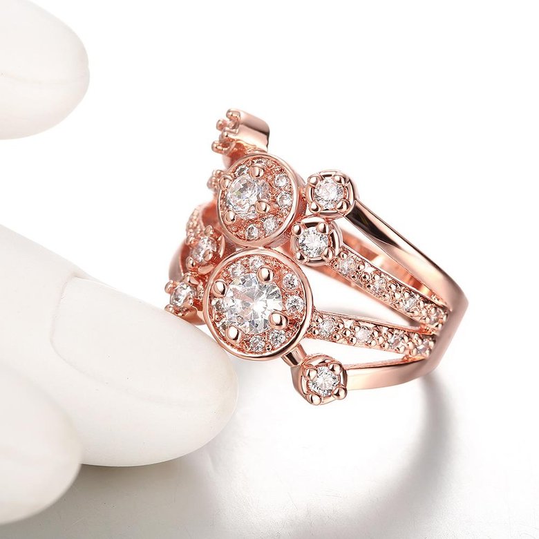Wholesale Classic Rose Gold Round White CZ Ring TGGPR517 3