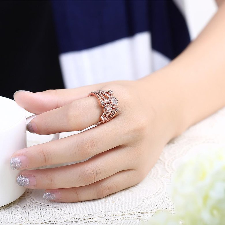 Wholesale Classic Rose Gold Round White CZ Ring TGGPR517 4