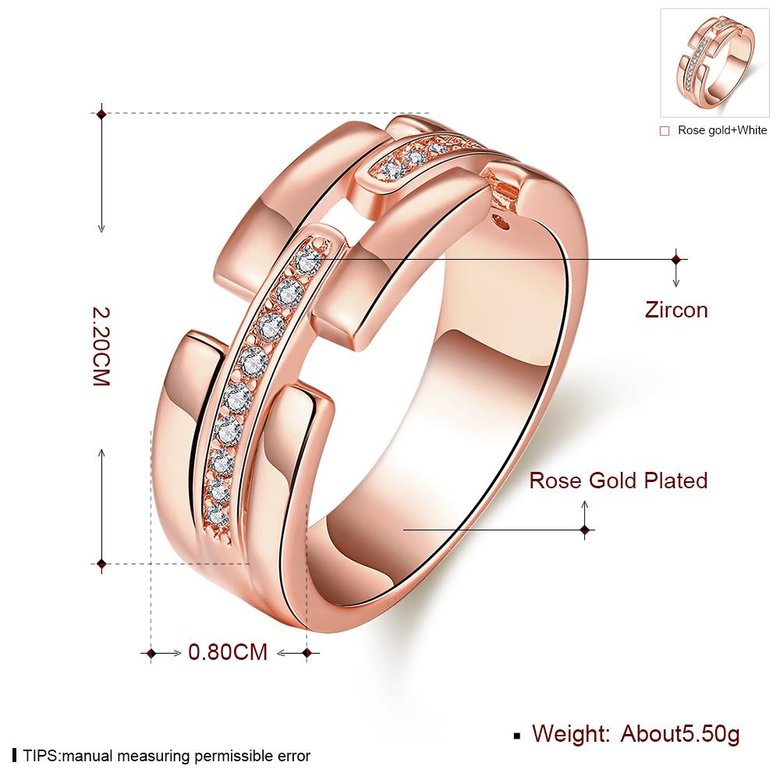 Wholesale Trendy Rose Gold Geometric White CZ Ring TGGPR527 0