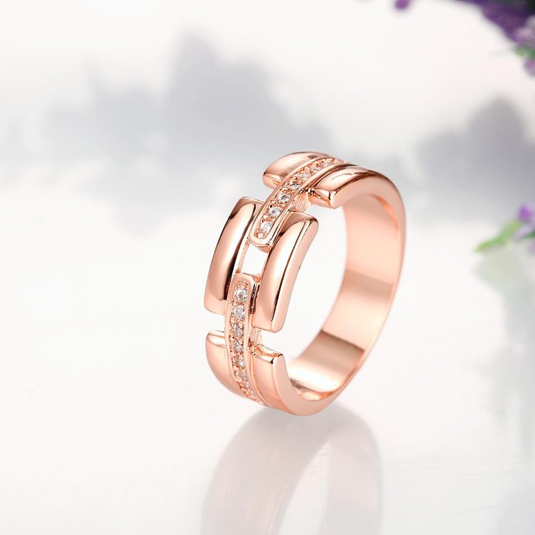 Wholesale Trendy Rose Gold Geometric White CZ Ring TGGPR527 2