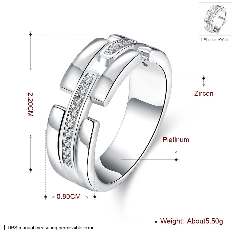Wholesale Trendy Platinum Geometric White CZ Ring TGGPR532 1