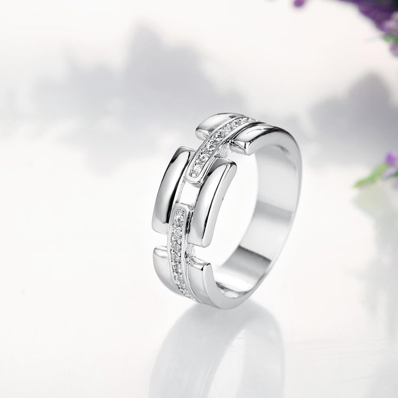 Wholesale Trendy Platinum Geometric White CZ Ring TGGPR532 3