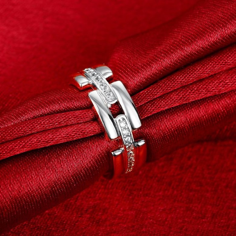 Wholesale Trendy Platinum Geometric White CZ Ring TGGPR532 4