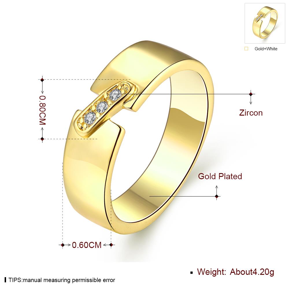 Wholesale Trendy 24K Gold Geometric White CZ Ring TGGPR537 0
