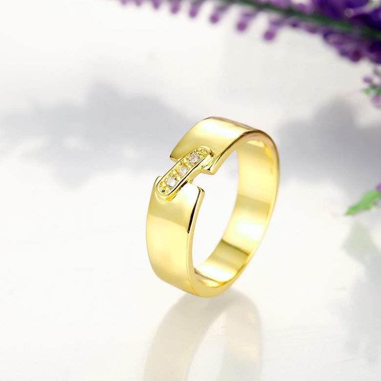 Wholesale Trendy 24K Gold Geometric White CZ Ring TGGPR537 2