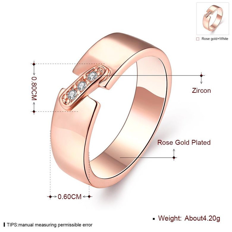 Wholesale Trendy Rose Gold Feather White CZ Ring TGGPR542 2