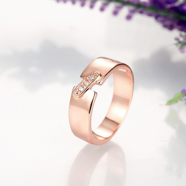 Wholesale Trendy Rose Gold Feather White CZ Ring TGGPR542 3