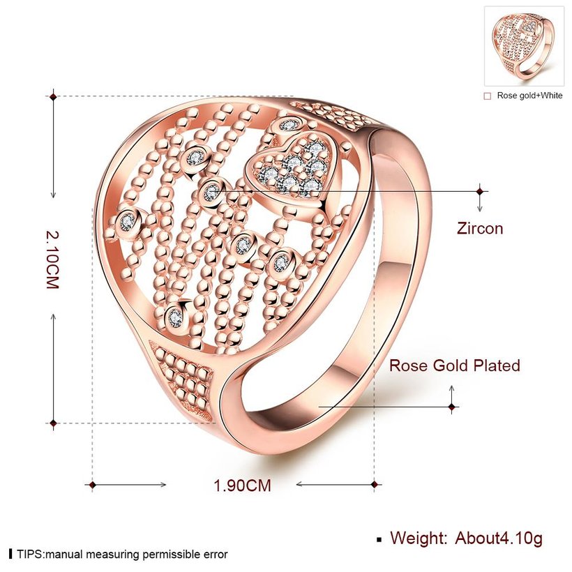Wholesale Classic Rose Gold Heart White CZ Ring TGGPR821 0