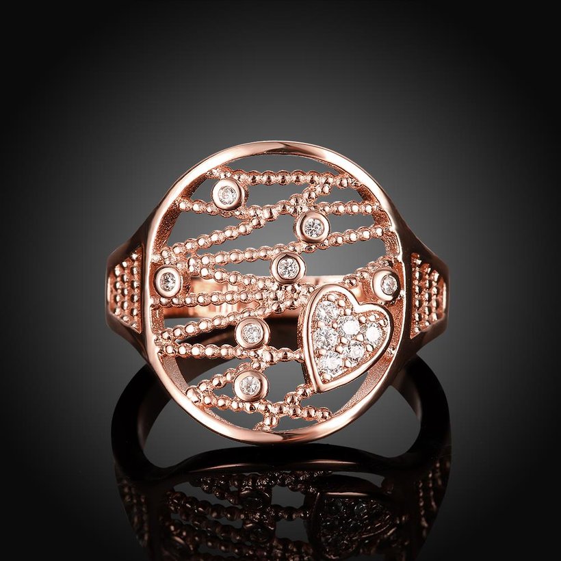Wholesale Classic Rose Gold Heart White CZ Ring TGGPR821 1