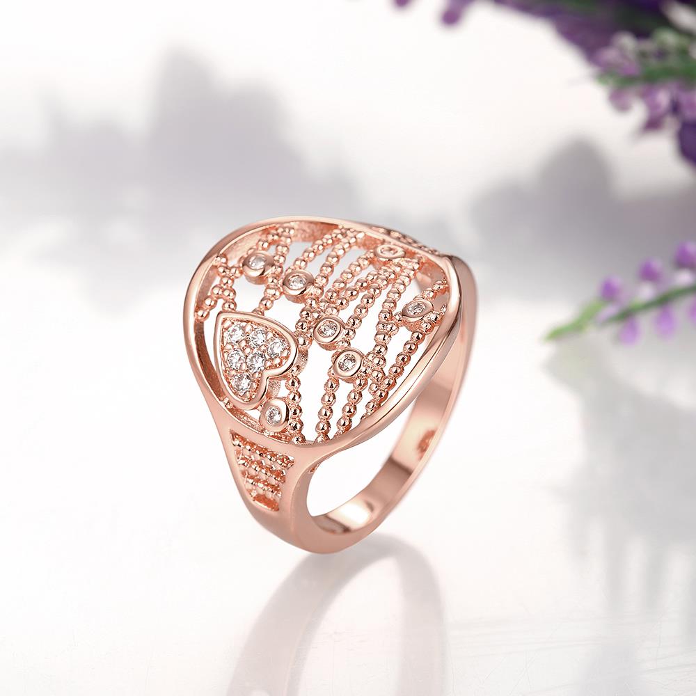 Wholesale Classic Rose Gold Heart White CZ Ring TGGPR821 2