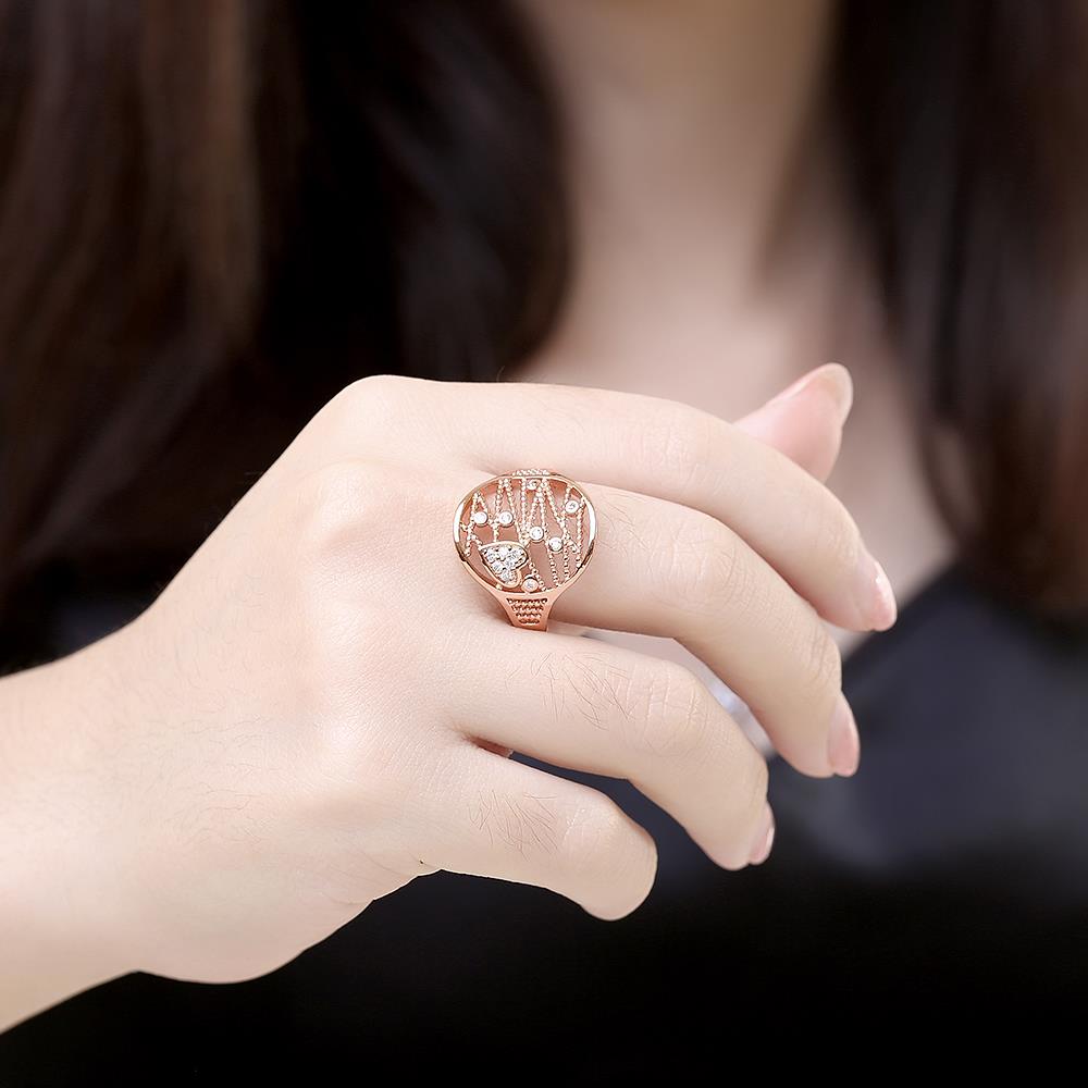 Wholesale Classic Rose Gold Heart White CZ Ring TGGPR821 4