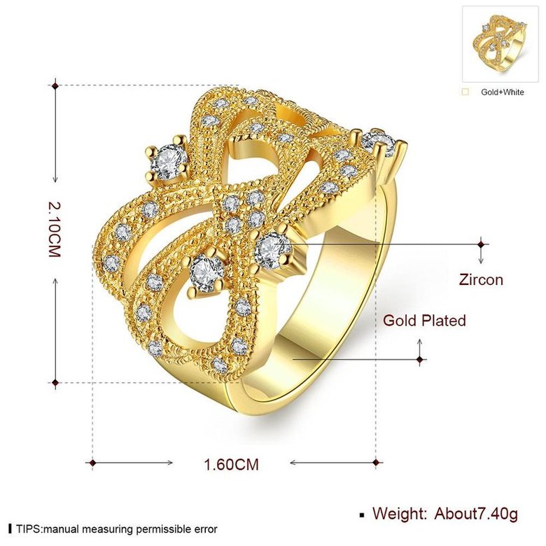 Wholesale Classic 24K Gold Geometric White CZ Ring TGGPR826 0