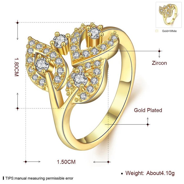 Wholesale Romantic 24K Gold Plant White CZ Ring TGGPR831 0